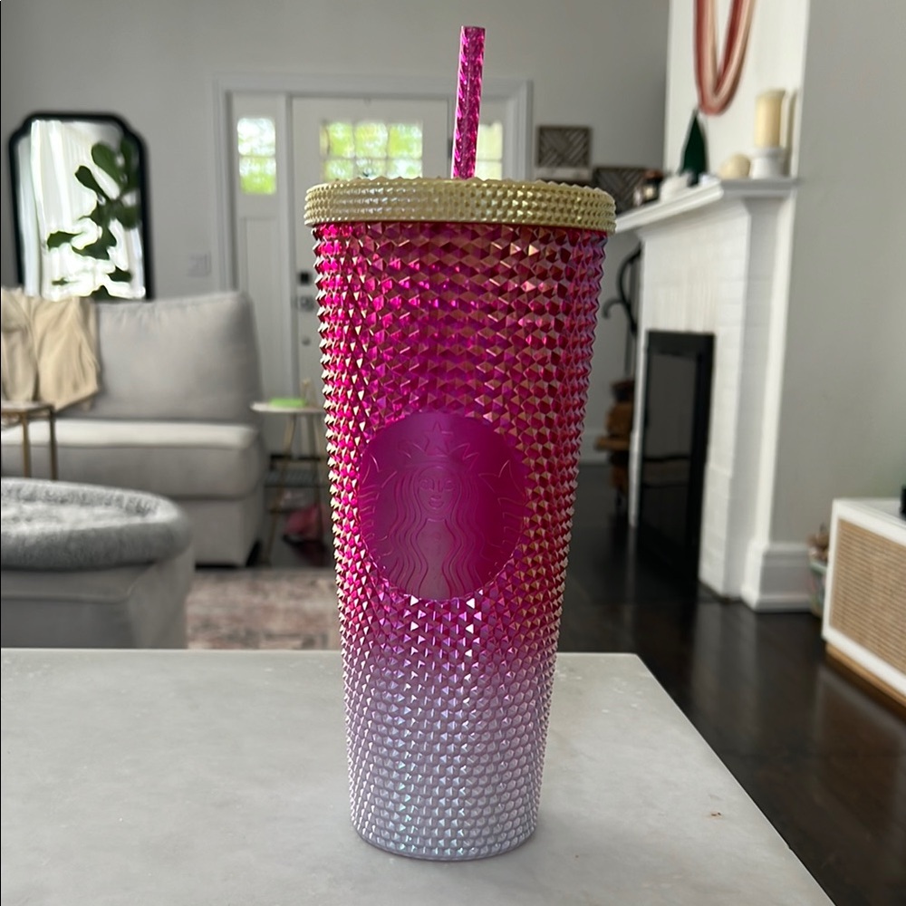 Starbucks Pink and Gold Ombré Studded Tumbler